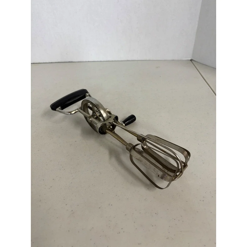 Vintage EKCO‎ Hand Crank Egg Beater Stainless Steel Manual Rotary Mixer USA Made